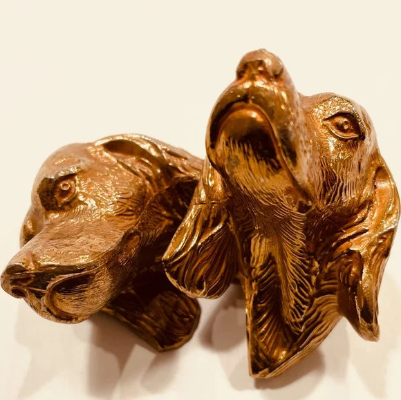 Bronze Heads Of Two Dogs Mid Century Modern Metal Arts